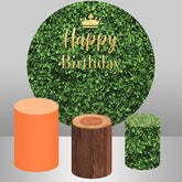Natur Grün Blätter Runden Gold Glücklich Geburtstag Hintergrund